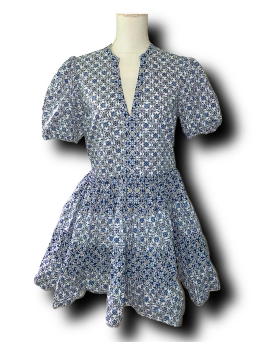 English Factory Printed Drop Waist Mini Dress Puff Sleeves Cotton Cottage Vibes